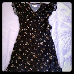 Faux wrap dress with a-line skirt